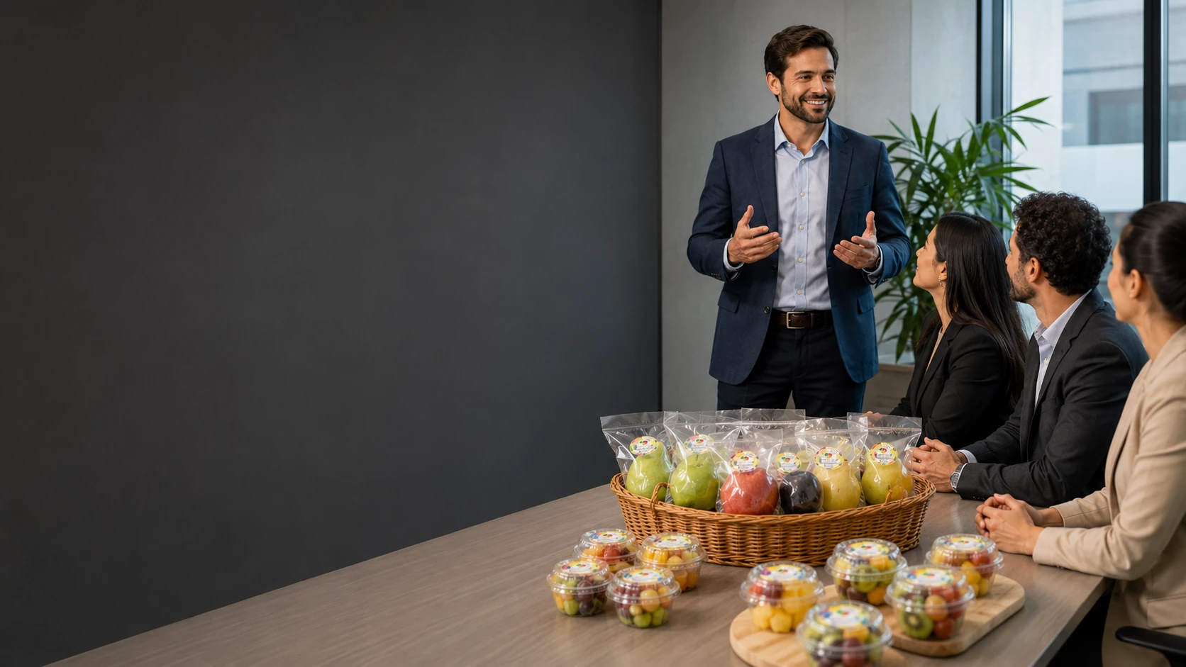 Coffee break saudável integrado a uma reunião corporativa